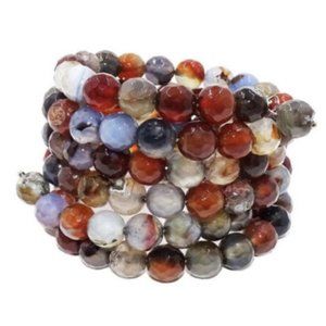 NEW Savvy Cie Jewels Stretch Wrap Bracelet Beaded Multicolor Agate Cluster $95